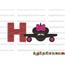 Minnie Airplane Disney Applique Design With Alphabet H