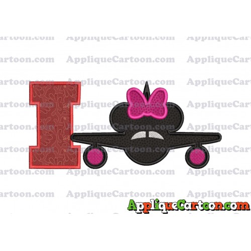 Minnie Airplane Disney Applique Design With Alphabet I