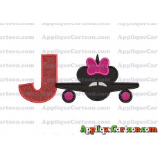 Minnie Airplane Disney Applique Design With Alphabet J