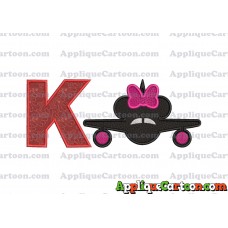 Minnie Airplane Disney Applique Design With Alphabet K