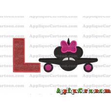 Minnie Airplane Disney Applique Design With Alphabet L