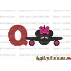 Minnie Airplane Disney Applique Design With Alphabet Q