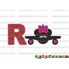 Minnie Airplane Disney Applique Design With Alphabet R