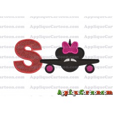 Minnie Airplane Disney Applique Design With Alphabet S