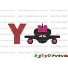 Minnie Airplane Disney Applique Design With Alphabet Y
