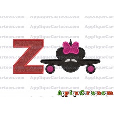 Minnie Airplane Disney Applique Design With Alphabet Z