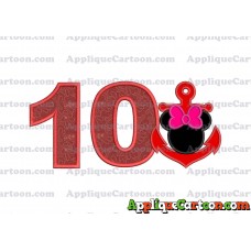 Minnie Mouse Anchor Applique Embroidery Design Birthday Number 10
