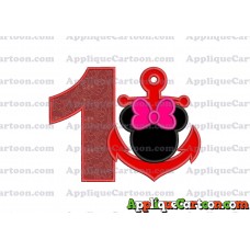 Minnie Mouse Anchor Applique Embroidery Design Birthday Number 1