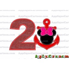 Minnie Mouse Anchor Applique Embroidery Design Birthday Number 2