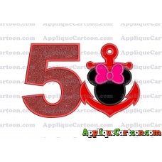 Minnie Mouse Anchor Applique Embroidery Design Birthday Number 5
