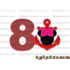 Minnie Mouse Anchor Applique Embroidery Design Birthday Number 8