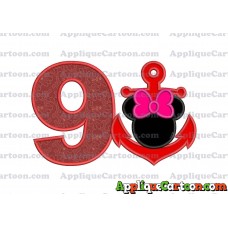 Minnie Mouse Anchor Applique Embroidery Design Birthday Number 9