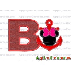 Minnie Mouse Anchor Applique Embroidery Design With Alphabet B