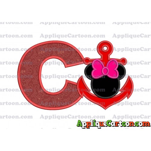 Minnie Mouse Anchor Applique Embroidery Design With Alphabet C
