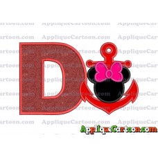 Minnie Mouse Anchor Applique Embroidery Design With Alphabet D