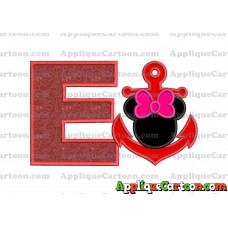 Minnie Mouse Anchor Applique Embroidery Design With Alphabet E