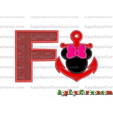 Minnie Mouse Anchor Applique Embroidery Design With Alphabet F