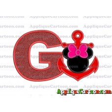 Minnie Mouse Anchor Applique Embroidery Design With Alphabet G