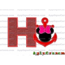 Minnie Mouse Anchor Applique Embroidery Design With Alphabet H