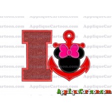 Minnie Mouse Anchor Applique Embroidery Design With Alphabet I