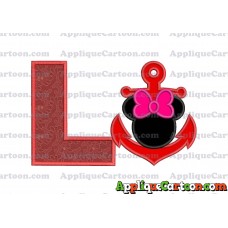 Minnie Mouse Anchor Applique Embroidery Design With Alphabet L