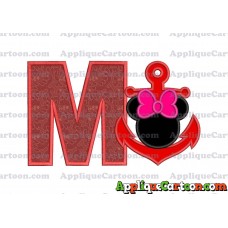 Minnie Mouse Anchor Applique Embroidery Design With Alphabet M