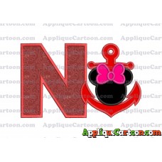 Minnie Mouse Anchor Applique Embroidery Design With Alphabet N
