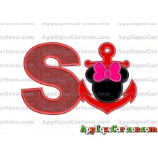 Minnie Mouse Anchor Applique Embroidery Design With Alphabet S
