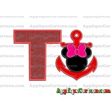 Minnie Mouse Anchor Applique Embroidery Design With Alphabet T