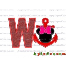 Minnie Mouse Anchor Applique Embroidery Design With Alphabet W