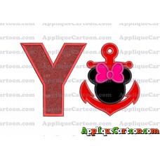 Minnie Mouse Anchor Applique Embroidery Design With Alphabet Y