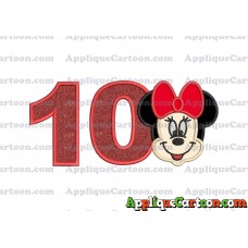 Minnie Mouse Applique 01 Embroidery Design Birthday Number 10