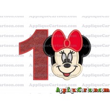 Minnie Mouse Applique 01 Embroidery Design Birthday Number 1