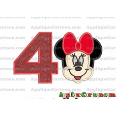 Minnie Mouse Applique 01 Embroidery Design Birthday Number 4