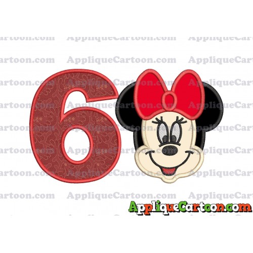 Minnie Mouse Applique 01 Embroidery Design Birthday Number 6