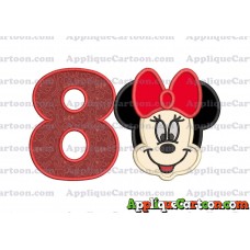 Minnie Mouse Applique 01 Embroidery Design Birthday Number 8