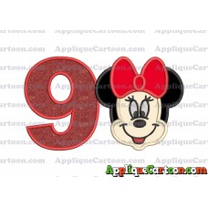 Minnie Mouse Applique 01 Embroidery Design Birthday Number 9
