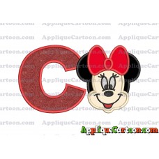 Minnie Mouse Applique 01 Embroidery Design With Alphabet C