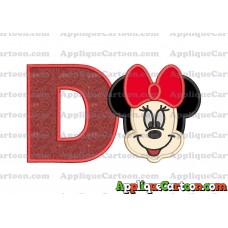 Minnie Mouse Applique 01 Embroidery Design With Alphabet D