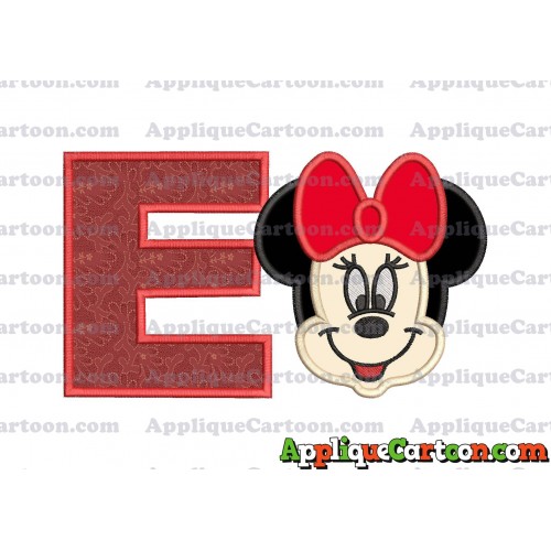 Minnie Mouse Applique 01 Embroidery Design With Alphabet E