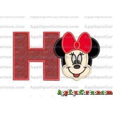Minnie Mouse Applique 01 Embroidery Design With Alphabet H