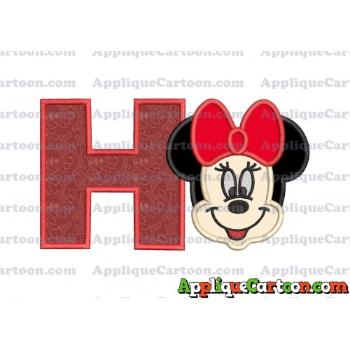 Minnie Mouse Applique 01 Embroidery Design With Alphabet H