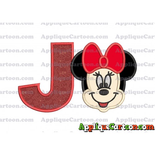 Minnie Mouse Applique 01 Embroidery Design With Alphabet J
