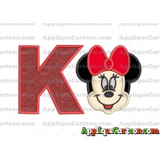Minnie Mouse Applique 01 Embroidery Design With Alphabet K