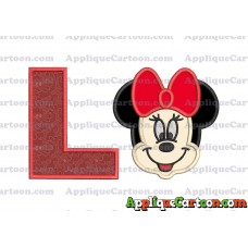 Minnie Mouse Applique 01 Embroidery Design With Alphabet L