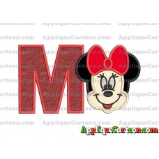 Minnie Mouse Applique 01 Embroidery Design With Alphabet M