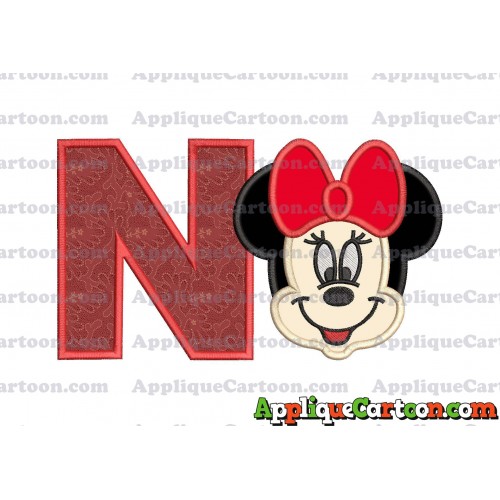 Minnie Mouse Applique 01 Embroidery Design With Alphabet N