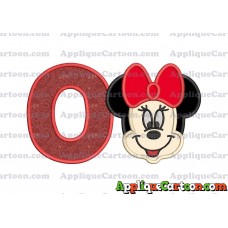 Minnie Mouse Applique 01 Embroidery Design With Alphabet O