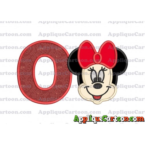 Minnie Mouse Applique 01 Embroidery Design With Alphabet O
