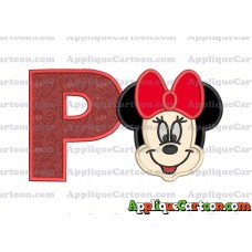Minnie Mouse Applique 01 Embroidery Design With Alphabet P